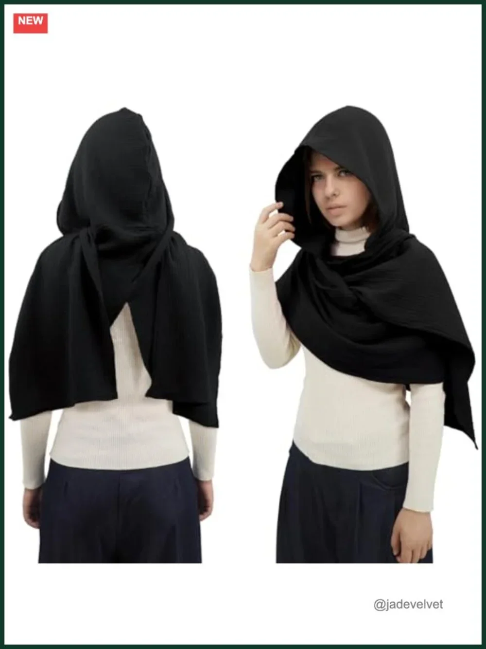 Medieval Hooded Cape Scarf Linen Cotton Shawl Wrap
